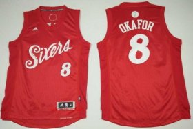 Wholesale Cheap Men\'s Philadelphia 76ers #8 Jahlil Okafor adidas Red 2016 Christmas Day Stitched NBA Swingman Jersey