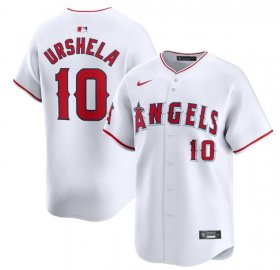 Cheap Men\'s Los Angeles Angels #10 Gio Urshela White Home Limited Stitched Baseball Jersey