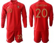 Wholesale Cheap Men 2021 European Cup Portugal home red Long sleeve 20 Soccer Jersey1