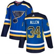Wholesale Cheap Adidas Blues #34 Jake Allen Blue Home Authentic Drift Fashion Stitched NHL Jersey