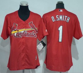 Wholesale Cheap Cardinals #1 Ozzie Smith Red Women\'s Alternate Stitched MLB Jersey