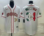 Cheap Men's Mexico Baseball #34 Fernando Valenzuela Number 2023 White World Classic Stitched Jerseys