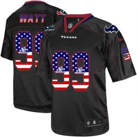 Wholesale Cheap Nike Texans #99 J.J. Watt Black Men\'s Stitched NFL Elite USA Flag Fashion Jersey