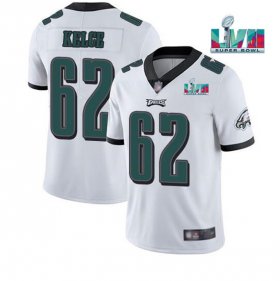 Wholesale Cheap Men\'s Philadelphia Eagles #62 Jason Kelce White Super Bowl LVII Patch Vapor Untouchable Limited Stitched Jersey