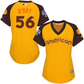 Wholesale Cheap Orioles #56 Darren O\'Day Gold 2016 All-Star American League Women\'s Stitched MLB Jersey