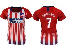 Wholesale Cheap Women\'s Atletico Madrid #7 Griezmann Home Soccer Club Jersey