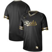 Wholesale Cheap Nike Reds Blank Black Gold Authentic Stitched MLB Jersey