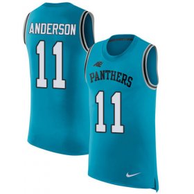 Wholesale Cheap Nike Panthers #11 Robby Anderson Blue Alternate Men\'s Stitched NFL Limited Rush Tank Top Jersey