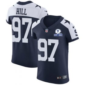 Wholesale Cheap Nike Cowboys #97 Trysten Hill Navy Blue Thanksgiving Men\'s Stitched With Established In 1960 Patch NFL Vapor Untouchable Throwback Elite Jersey
