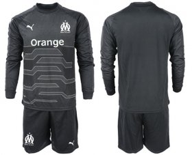 Wholesale Cheap Marseille Blank Black Goalkeeper Long Sleeves Soccer Club Jersey