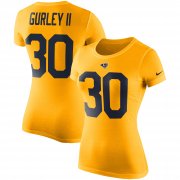 Wholesale Cheap Nike Los Angeles Rams #30 Todd Gurley II Women's Color Rush 2.0 Name & Number Performance T-Shirt Gold