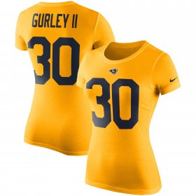 Wholesale Cheap Nike Los Angeles Rams #30 Todd Gurley II Women\'s Color Rush 2.0 Name & Number Performance T-Shirt Gold