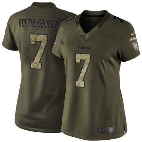Wholesale Cheap Nike Steelers #7 Ben Roethlisberger Green Women\'s Stitched NFL Limited 2015 Salute to Service Jersey
