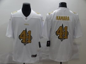 Wholesale Cheap Men\'s New Orleans Saints #41 Alvin Kamara White 2020 Shadow Logo Vapor Untouchable Stitched NFL Nike Limited Jersey