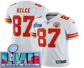 Cheap Youth Kansas City Chiefs #87 Travis Kelce Limited White Super Bowl LVII Vapor Jersey