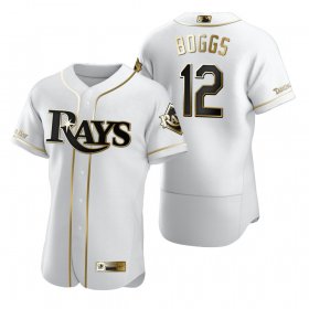 Wholesale Cheap Tampa Bay Rays #12 Wade Boggs White Nike Men\'s Authentic Golden Edition MLB Jersey