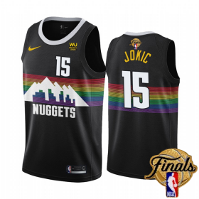 Wholesale Cheap Men\'s Denver Nuggets #15 Nikola Jokic Black 2023 Finals City Edition Stitched Basketball Jersey