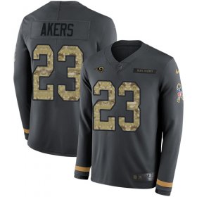 Wholesale Cheap Nike Rams #23 Cam Akers Anthracite Salute to Service Men\'s Stitched NFL Limited Therma Long Sleeve Jersey