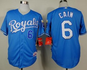 Wholesale Cheap Royals #6 Lorenzo Cain Light Blue Alternate Cool Base Stitched MLB Jersey