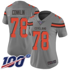 Wholesale Cheap Nike Browns #78 Jack Conklin Gray Women\'s Stitched NFL Limited Inverted Legend 100th Season Jersey