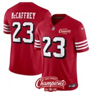 Cheap Men's San Francisco 49ers #23 Christian McCaffrey Red 2023 F.U.S.E. NFC West Champions Patch Alternate Football Stitched Jersey