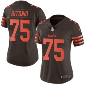 Wholesale Cheap Nike Browns #75 Joel Bitonio Brown Women\'s Stitched NFL Limited Rush Jersey