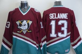 Wholesale Cheap Ducks #13 Teemu Selanne Red CCM Throwback Stitched NHL Jersey