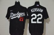 Wholesale Cheap Men's Los Angeles Dodgers #22 Clayton Kershaw Black Stitched MLB Cool Base Nike Jersey