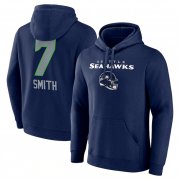 Cheap Men's Seattle Seahawks #7 Geno Smith Navy Team Wordmark Player Name & Number Pullover Hoodie