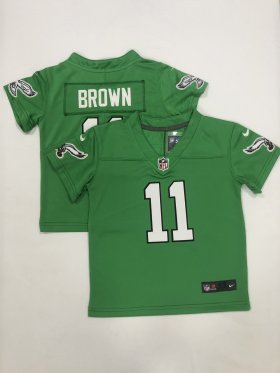 Wholesale Cheap Toddlers Philadelphia Eagles #11 AJ Brown Green 2023 Vapor Limited Throwback Jersey