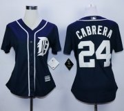 Wholesale Cheap Tigers #24 Miguel Cabrera Navy Blue Women's Fashion Stitched MLB Jersey