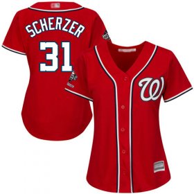 Wholesale Cheap Nationals #31 Max Scherzer Red Alternate 2019 World Series Champions Women\'s Stitched MLB Jersey