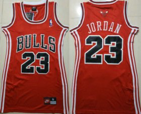 Wholesale Cheap Women\'s Chicago Bulls #23 Michael Jordan Red Dress Jersey