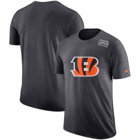 Wholesale Cheap NFL Men\'s Cincinnati Bengals Nike Anthracite Crucial Catch Tri-Blend Performance T-Shirt