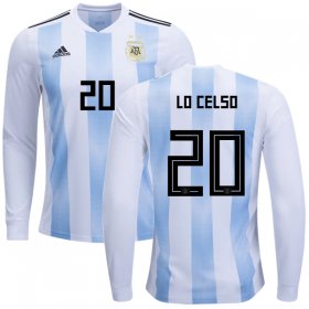 Wholesale Cheap Argentina #20 Lo Celso Home Long Sleeves Kid Soccer Country Jersey