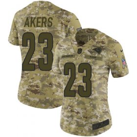 Wholesale Cheap Nike Rams #23 Cam Akers Camo Women\'s Stitched NFL Limited 2018 Salute To Service Jersey