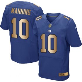 Wholesale Cheap Nike Giants #10 Eli Manning Royal Blue Team Color Men\'s Stitched NFL Elite Gold Jersey
