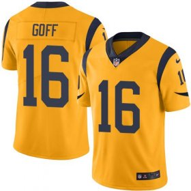 Wholesale Cheap Nike Rams #16 Jared Goff Gold Men\'s Stitched NFL Limited Rush Jersey