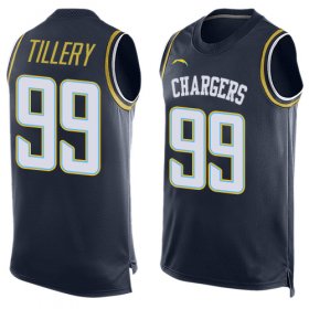 Wholesale Cheap Nike Chargers #99 Jerry Tillery Navy Blue Team Color Men\'s Stitched NFL Limited Tank Top Jersey