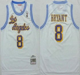 Wholesale Cheap Los Angeles Lakers #8 Kobe Bryant 1996-97 White Hardwood Classics Soul Swingman Throwback Jersey