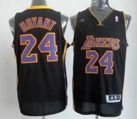 Wholesale Cheap Los Angeles Lakers #24 Kobe Bryant Revolution 30 Swingman Black With Purple Jersey
