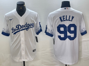 Cheap Men's Los Angeles Dodgers #99 Joe Kelly White 2021 City Connect Cool Base Stitched Jersey