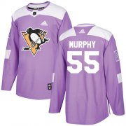 Wholesale Cheap Adidas Penguins #55 Larry Murphy Purple Authentic Fights Cancer Stitched NHL Jersey