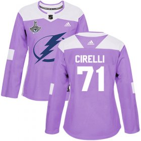 Cheap Adidas Lightning #71 Anthony Cirelli Purple Authentic Fights Cancer Women\'s 2020 Stanley Cup Champions Stitched NHL Jersey