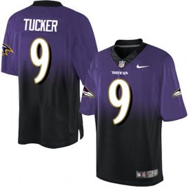 Wholesale Cheap Nike Ravens #9 Justin Tucker Purple/Black Men\'s Stitched NFL Elite Fadeaway Fashion Jersey