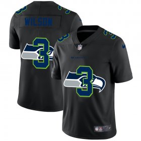 Wholesale Cheap Seattle Seahawks #3 Russell Wilson Men\'s Nike Team Logo Dual Overlap Limited NFL Jersey Black