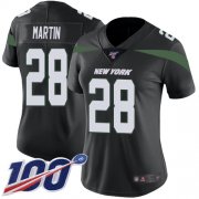 Wholesale Cheap Nike Jets #28 Curtis Martin Black Alternate Women's Stitched NFL 100th Season Vapor Limited Jersey