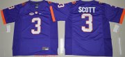 Wholesale Cheap Men's Clemson Tigers # Artavis Scott Purple Stitched NCAA Nike 2016 College Football Jersey