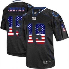 Wholesale Cheap Nike Colts #19 Johnny Unitas Black Men\'s Stitched NFL Elite USA Flag Fashion Jersey