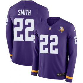 Wholesale Cheap Nike Vikings #22 Harrison Smith Purple Team Color Men\'s Stitched NFL Limited Therma Long Sleeve Jersey